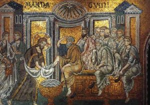 Jesus washes the feet of the apostles